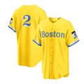 Custom #2 Light Blue City Connect BOS Baseball Shirt Top