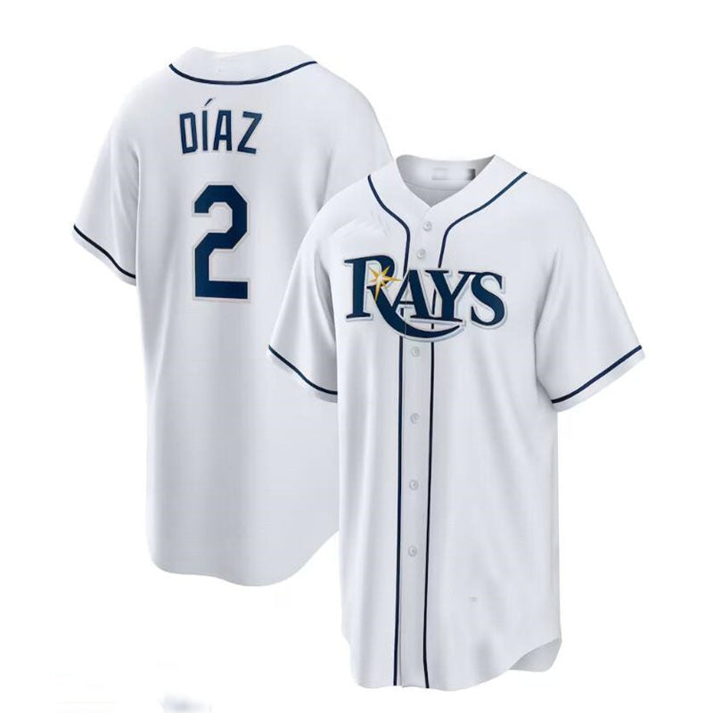 Custom #2 White TB Baseball Shirt Top