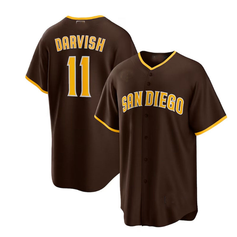 Custom #11 Brown SD Baseball Shirt Top