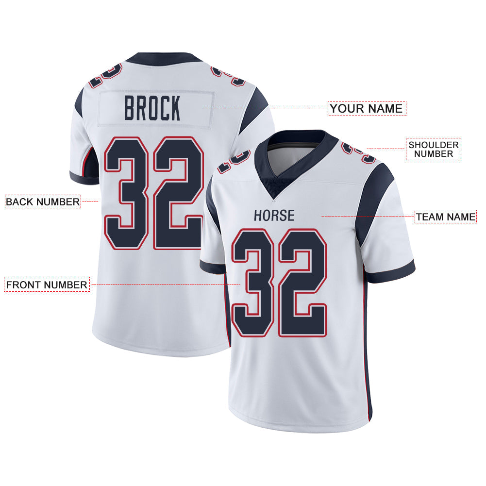 Custom White NE Football Shirt Top