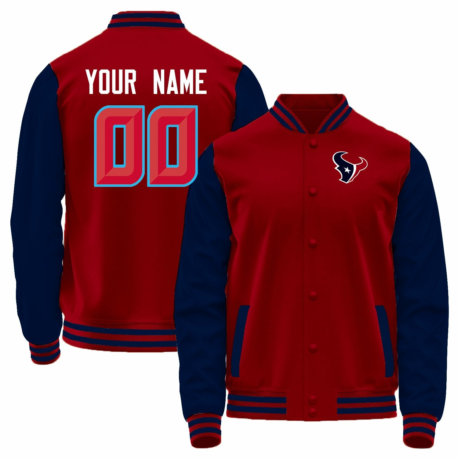 Custom Red HOU Football Shirt Top