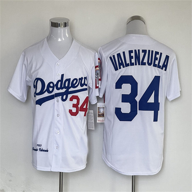 Custom #34 White 1981 LAD Baseball Shirt Top