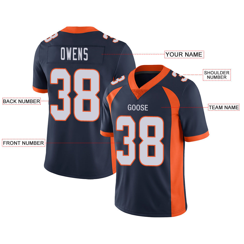 Custom Navy DEN Football Shirt Top