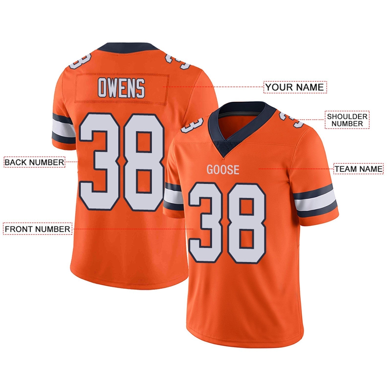 Custom Orange DEN Football Shirt Top