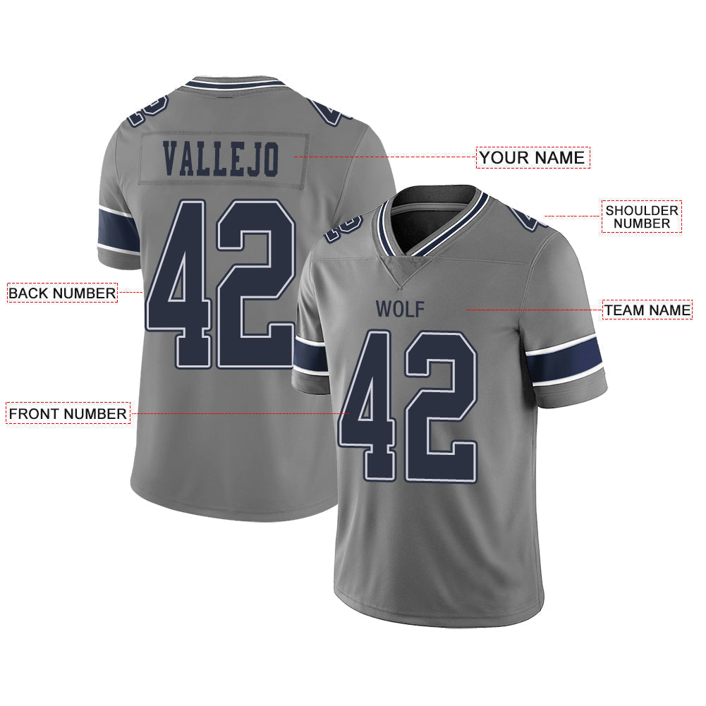 Custom Grey DAL Football Shirt Top