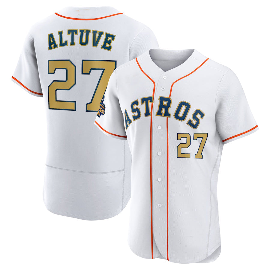 Custom #27 White 2023 HOU Baseball Shirt Top