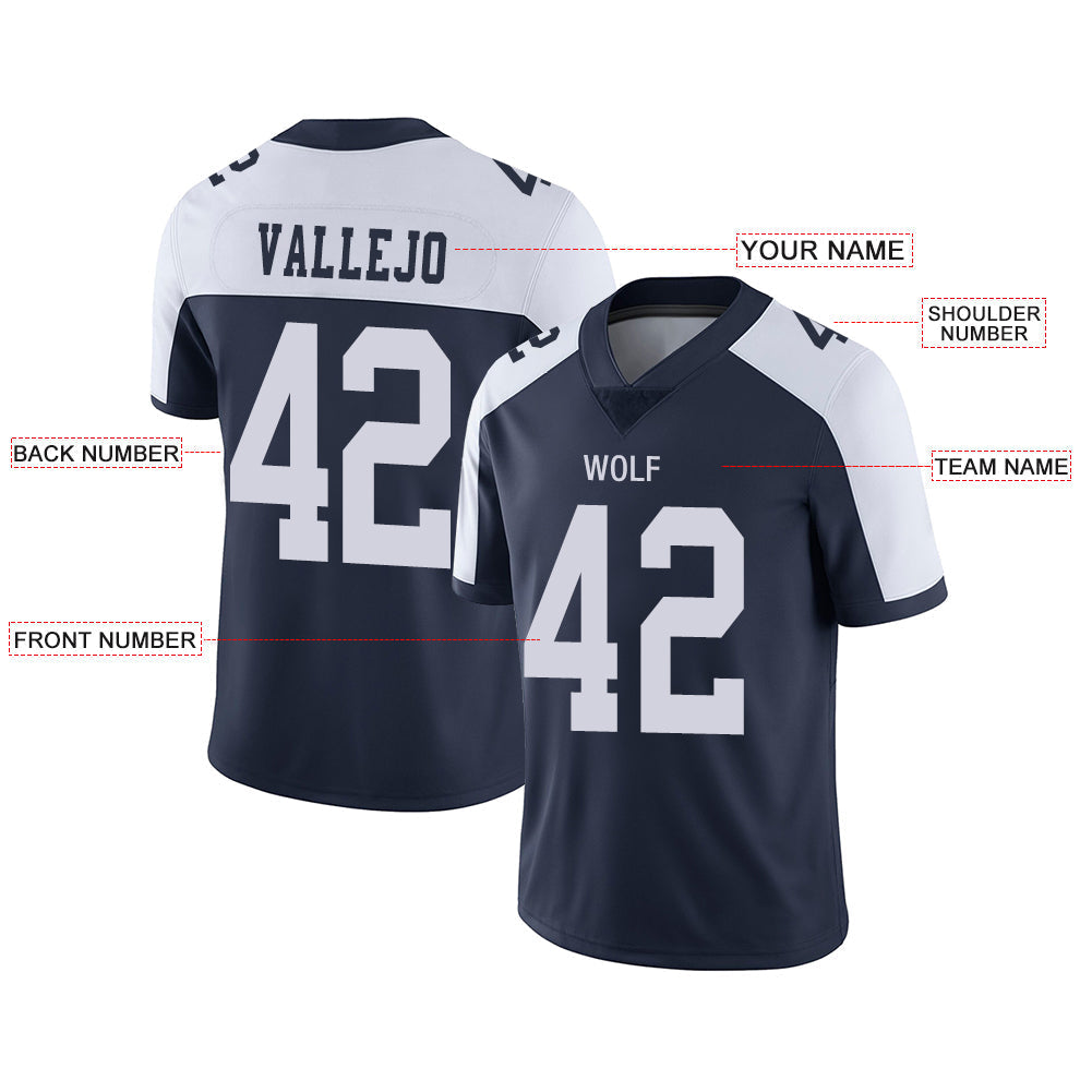 Custom Navy DAL Football Shirt Top
