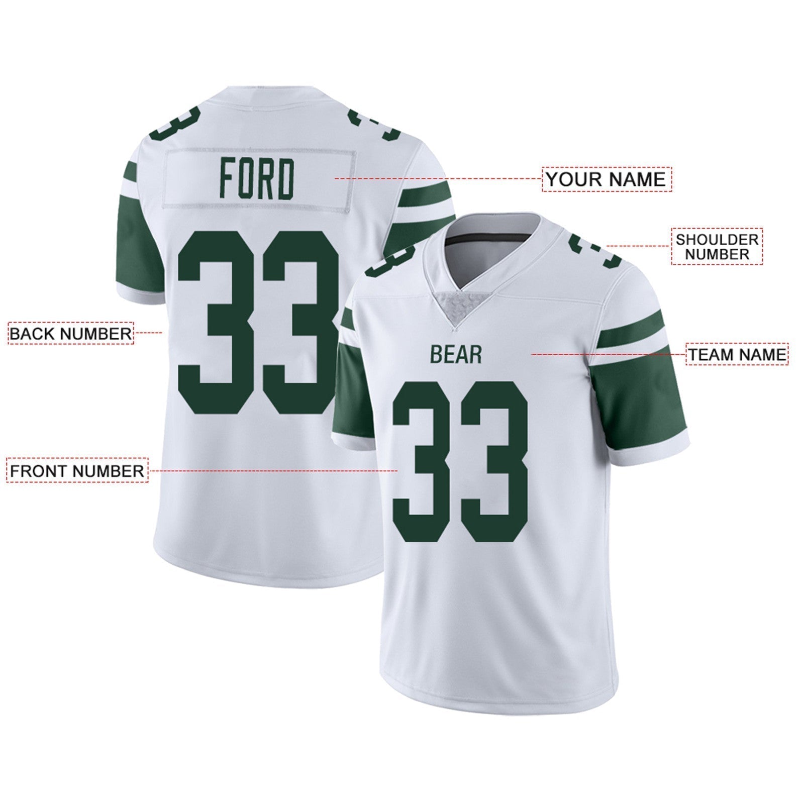 Custom Green NYJ Football Shirt Top
