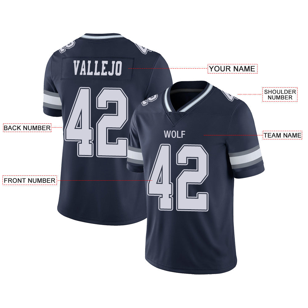 Custom Navy DAL Football Shirt Top