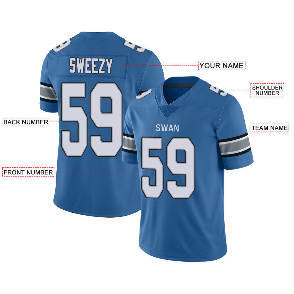 Custom Blue DET Football Shirt Top
