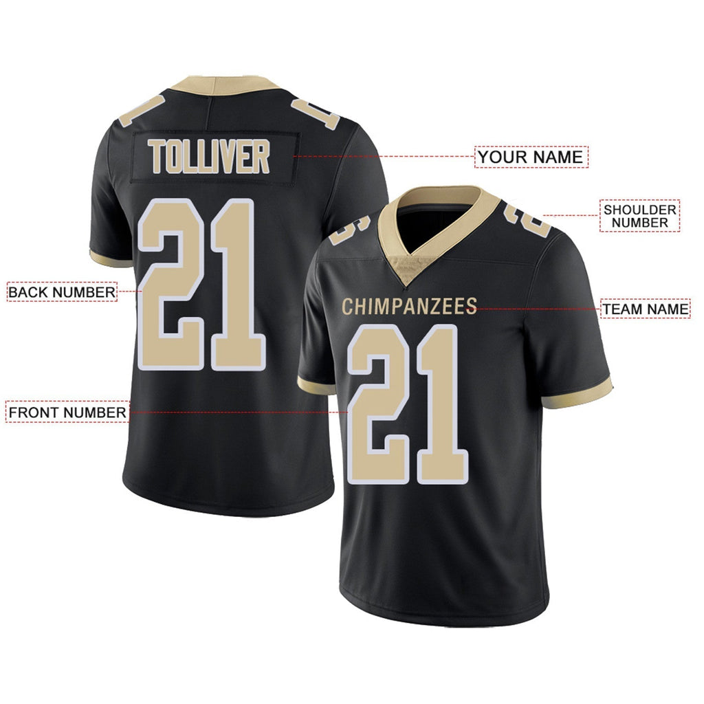 Custom Black NO Football Shirt Top