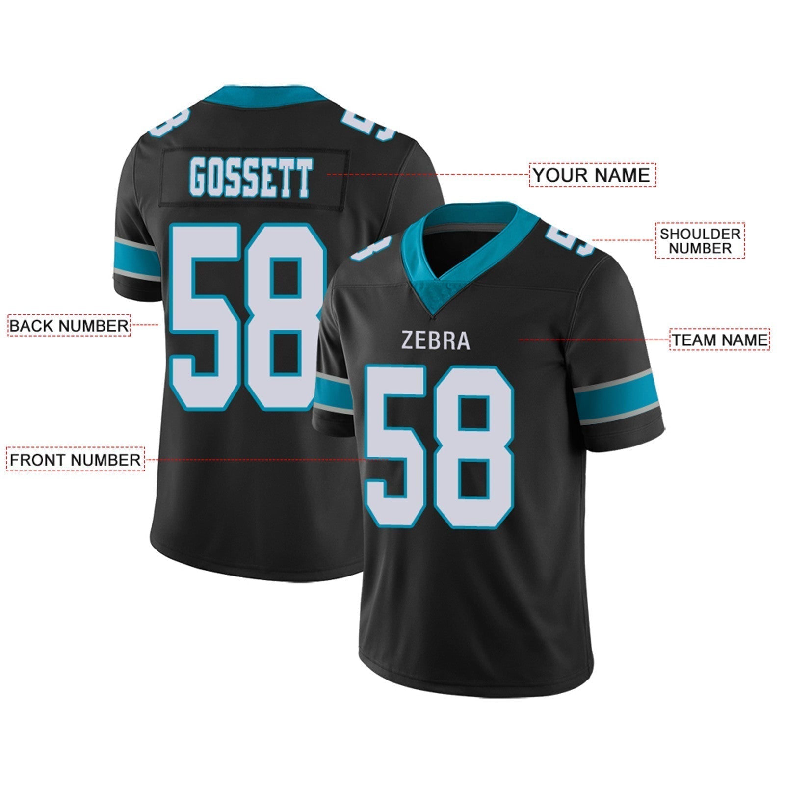 Custom Blue CAR Football Shirt Top