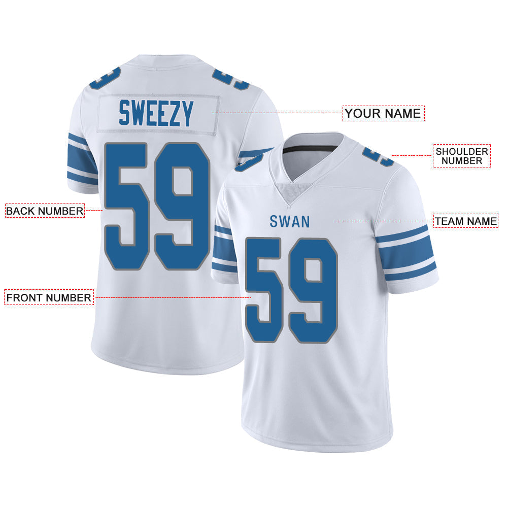 Custom White DET Football Shirt Top