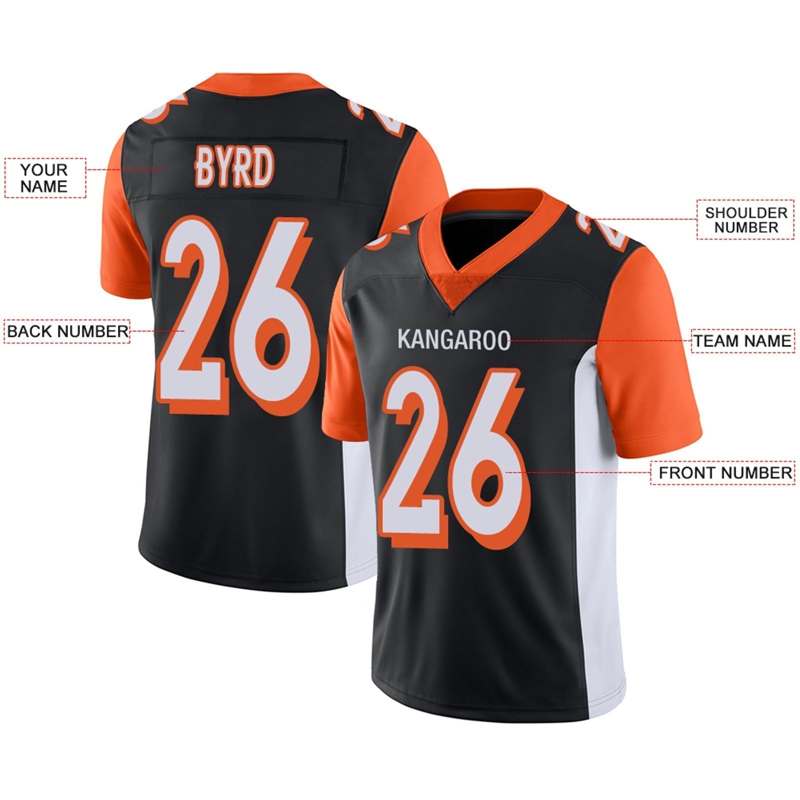 Custom Orange CIN Football Shirt Top