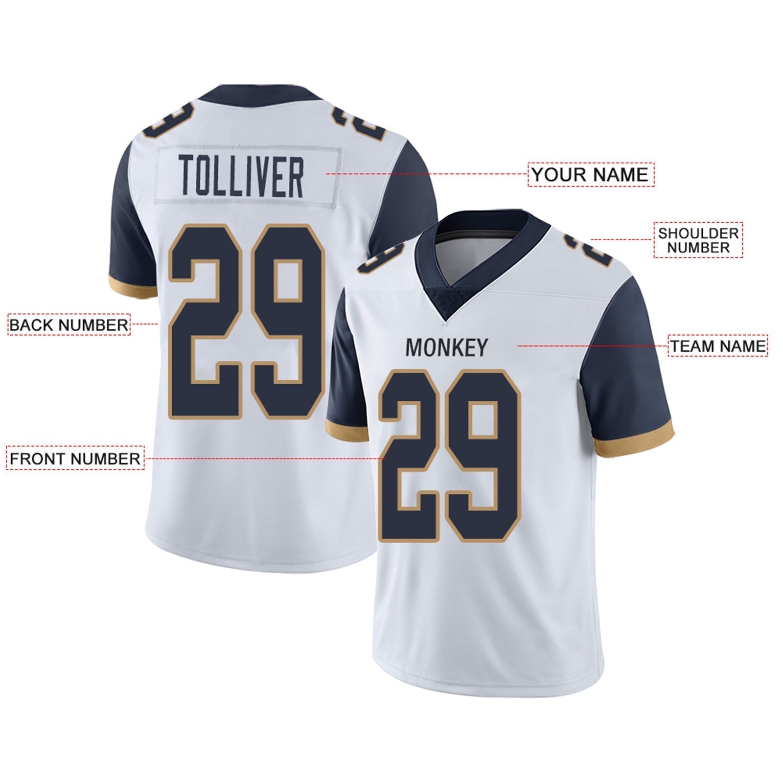 Custom Navy LAC Football Shirt Top