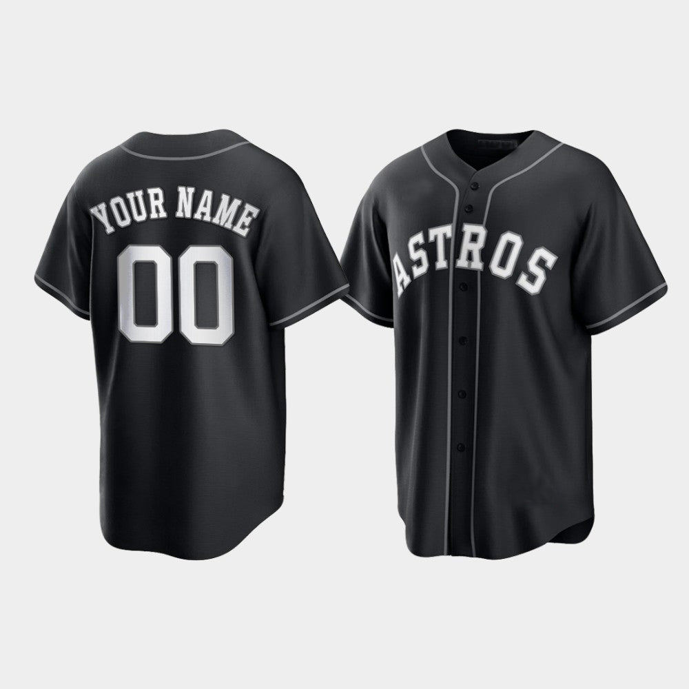 Custom Black HOU Baseball Shirt Top