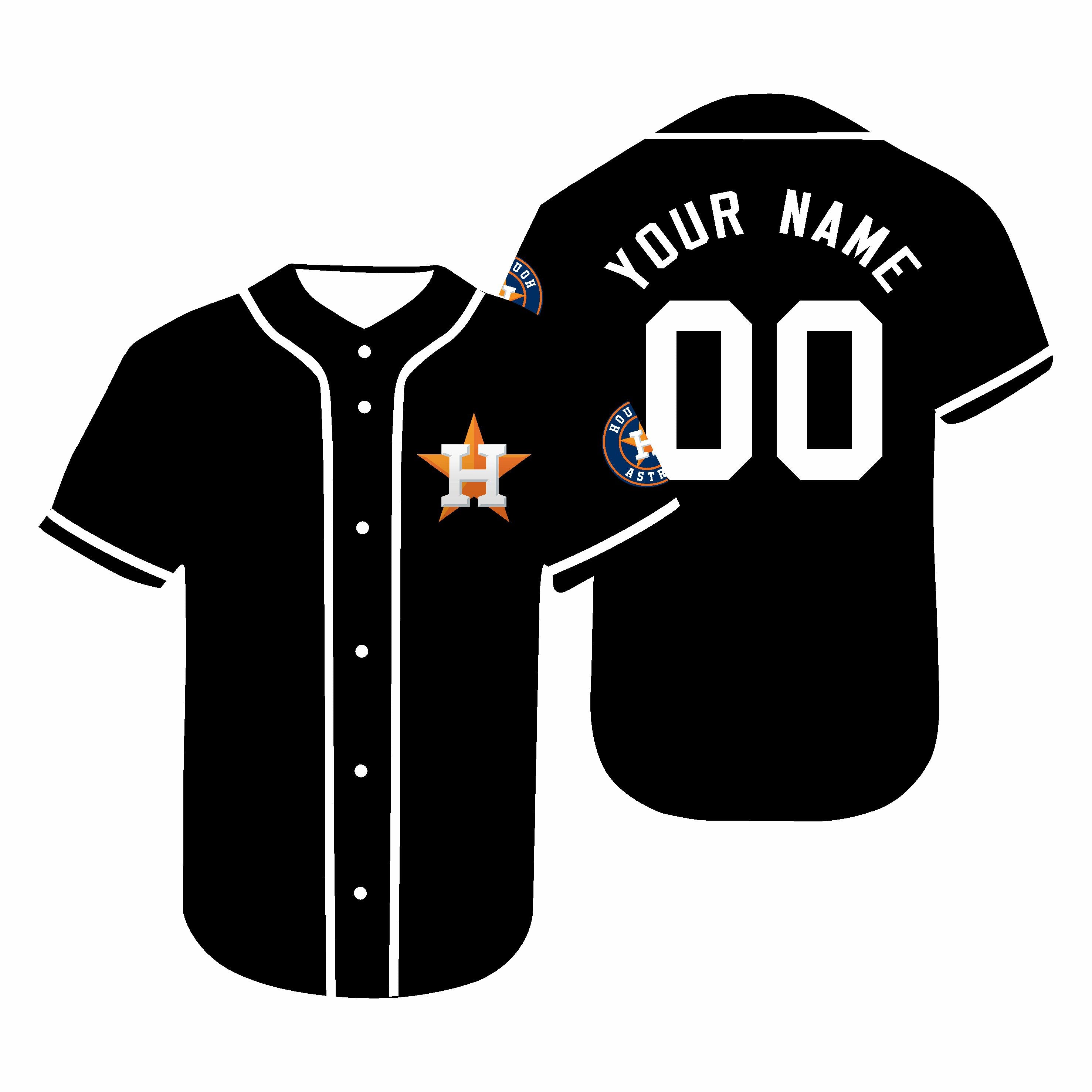 Custom Black HOU Baseball Shirt Top