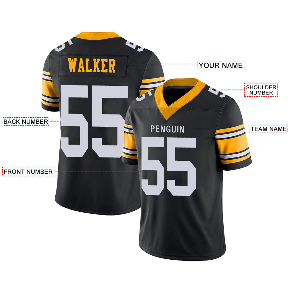 Custom Black PIT Football Shirt Top
