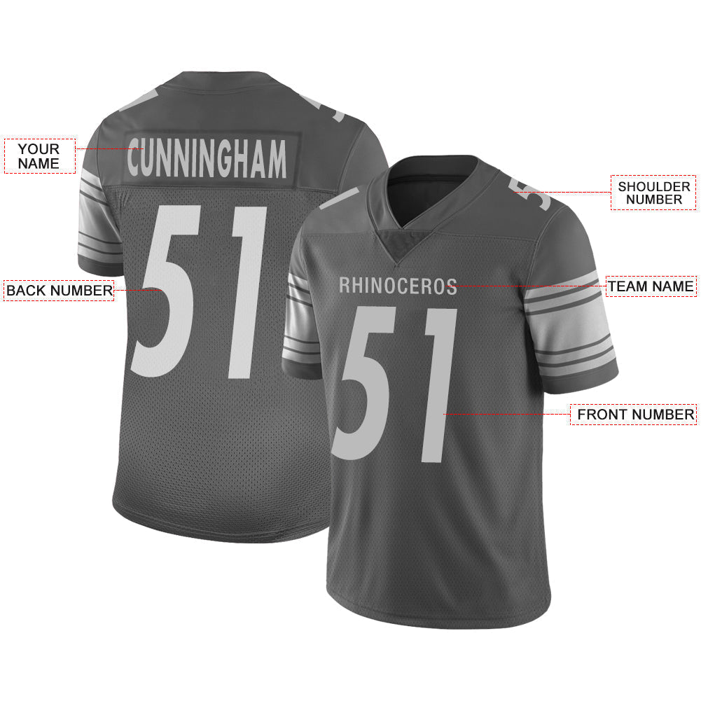 Custom Grey PIT Football Shirt Top