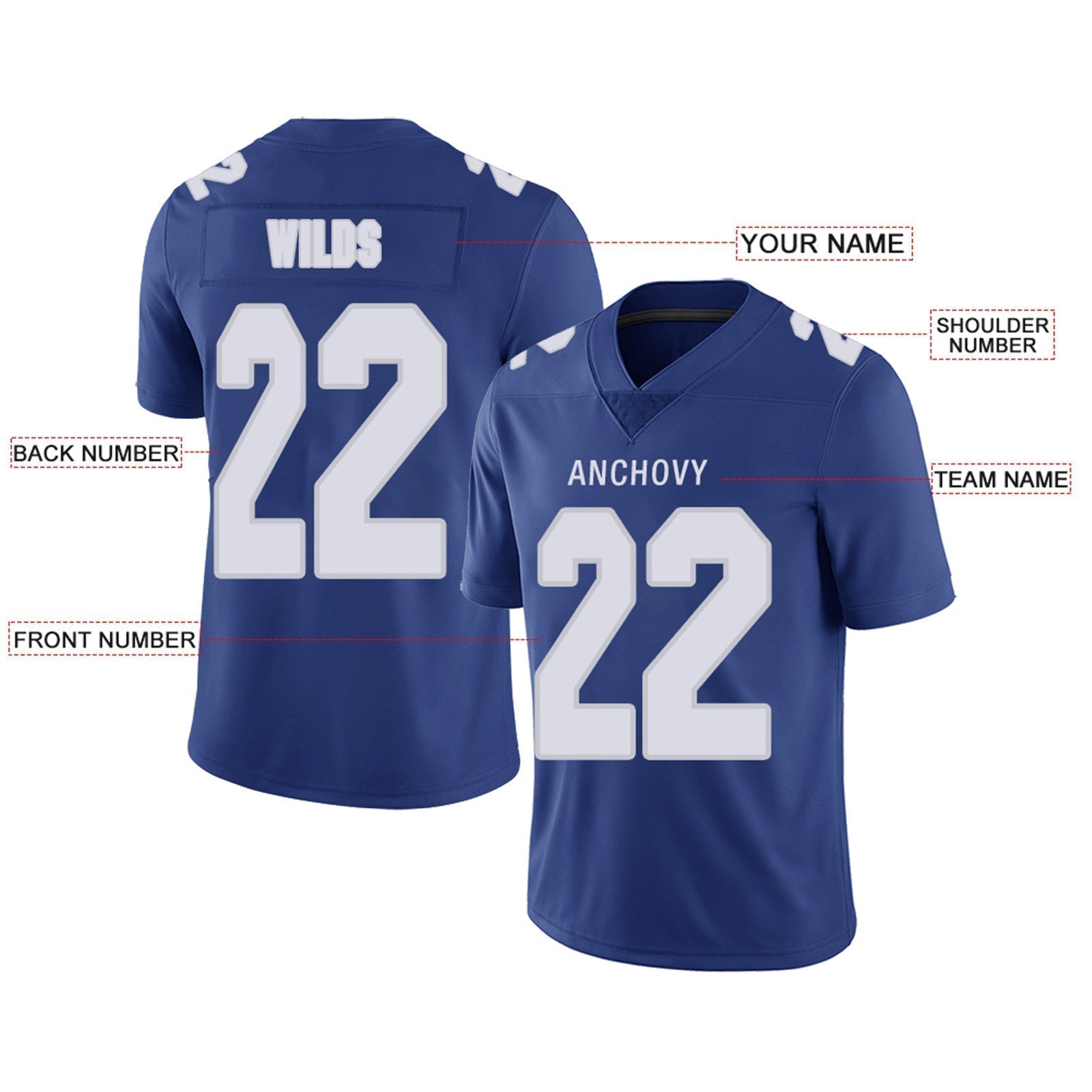 Custom Navy Football Shirt Top