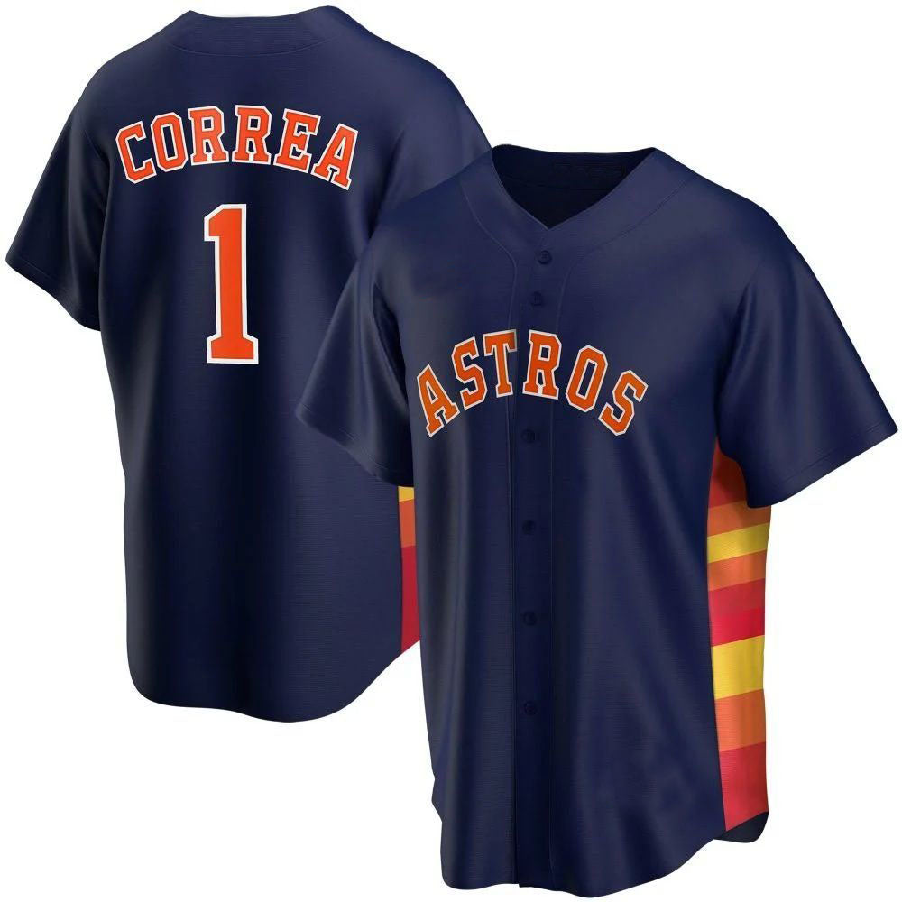 Custom #1 Navy HOU Baseball Shirt Top