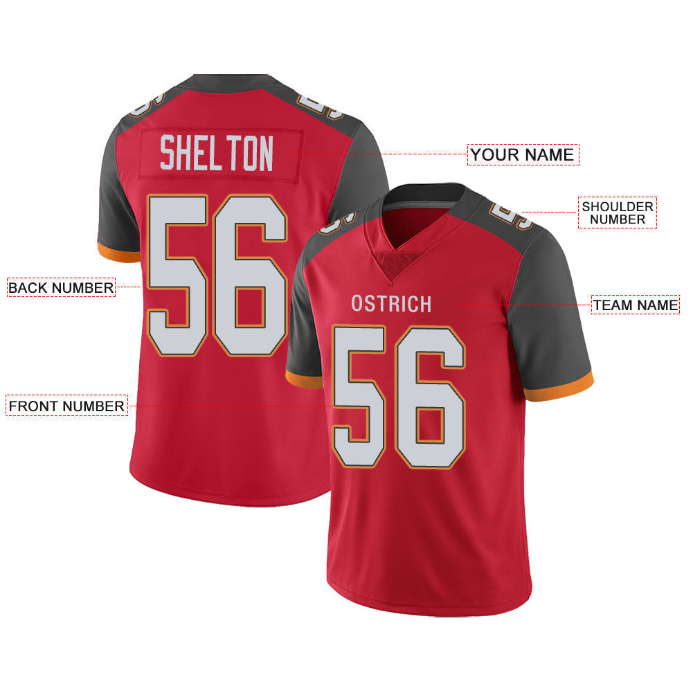 Custom Red TB Football Shirt Top