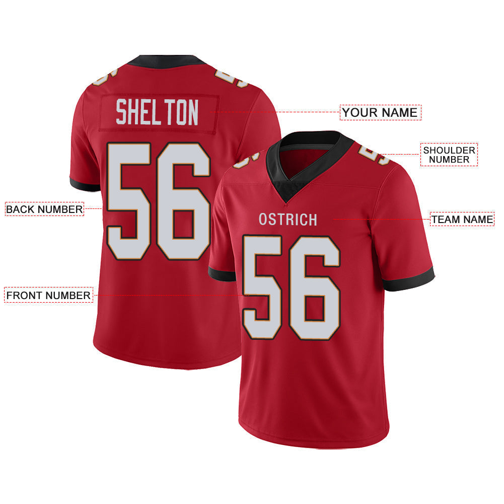 Custom Red TB Football Shirt Top