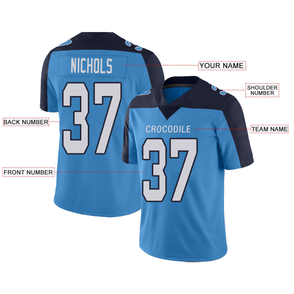 Custom Light Blue TEN Football Shirt Top