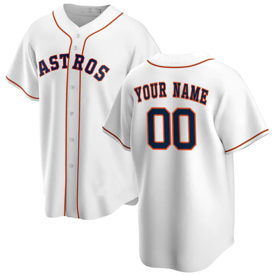 Custom White HOU Baseball Shirt Top