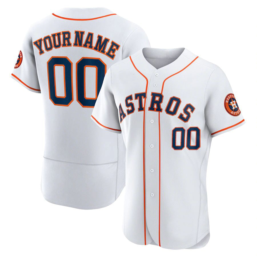 Custom White HOU Baseball Shirt Top