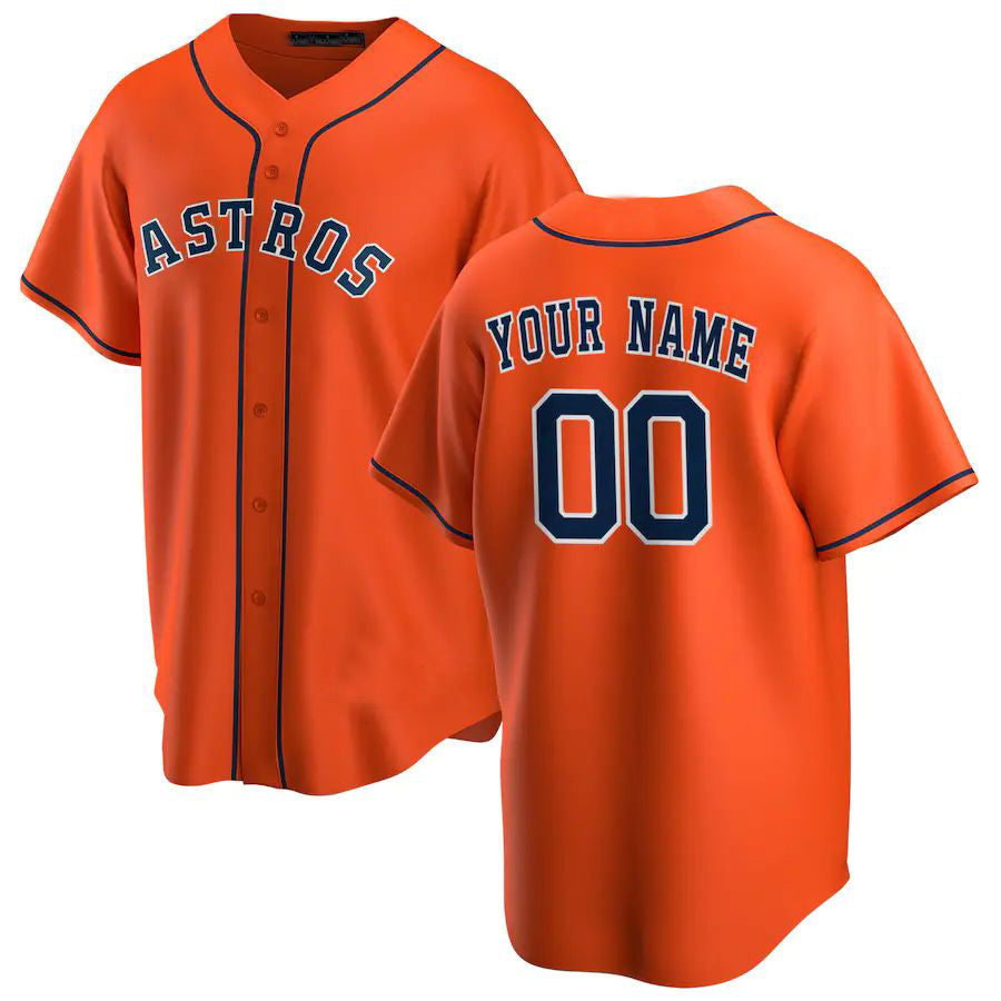 Custom Orange HOU Baseball Shirt Top