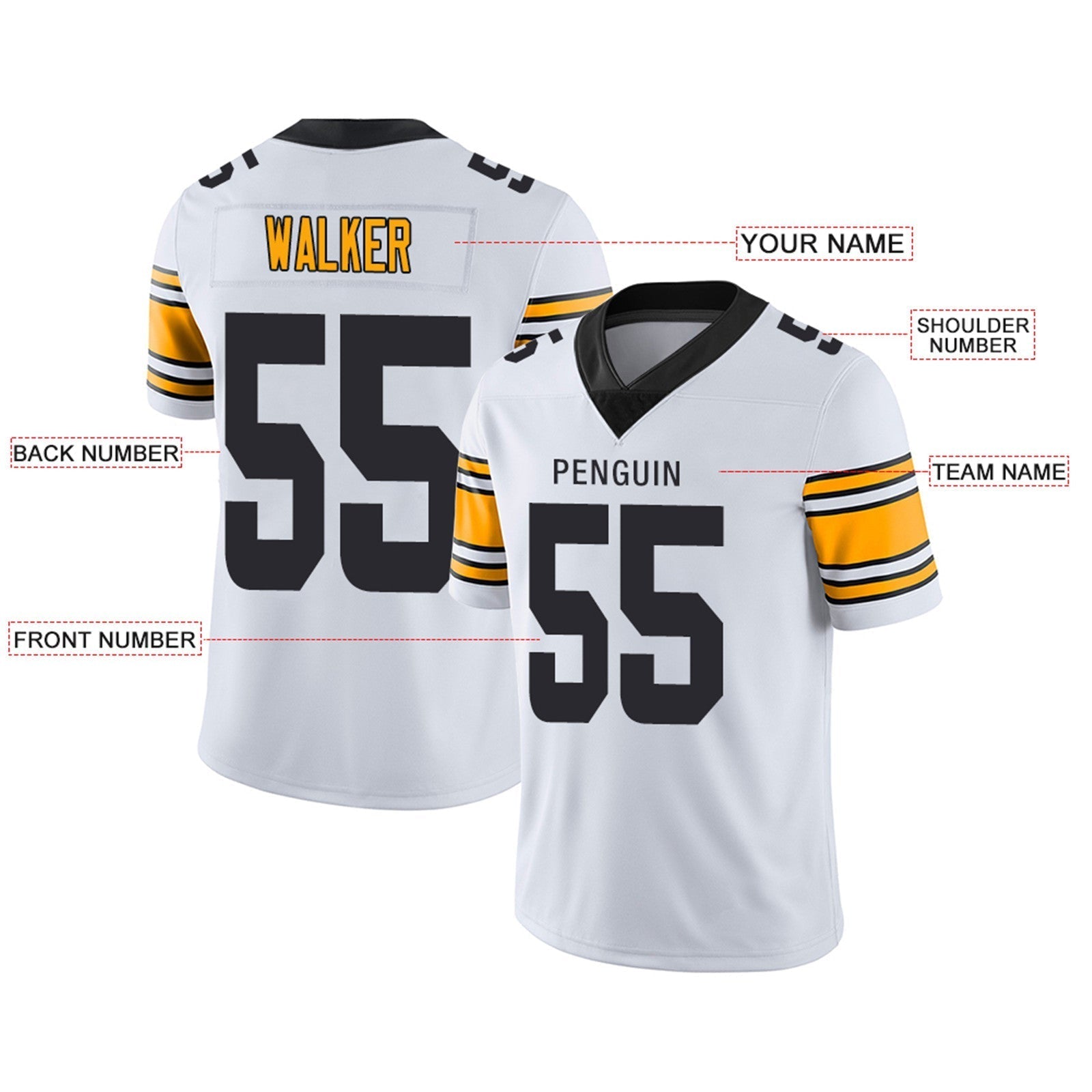 Custom Black PIT Football Shirt Top